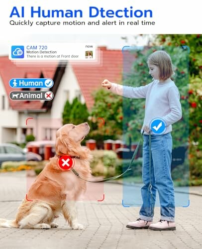 AI detection system identifying human and animal in real-time.