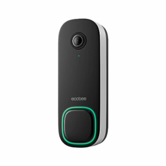 Ecobee smart doorbell with camera and green light ring.